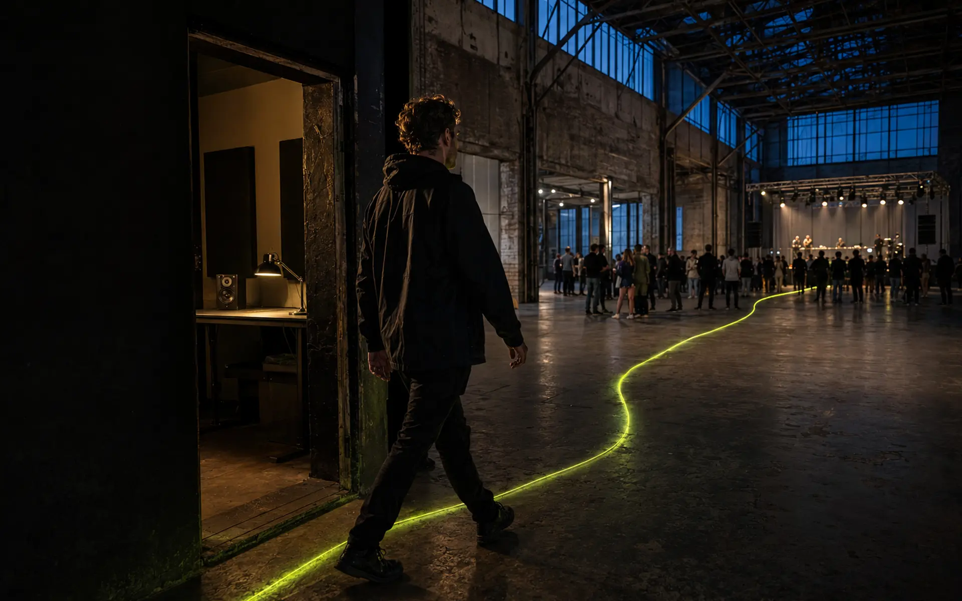 Independent electronic artist entering a real live music venue